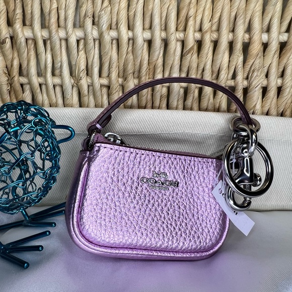 COACH MINI NOLITA BAG CHARM- METALLIC LILAC CP360 NWT - Picture 1 of 5